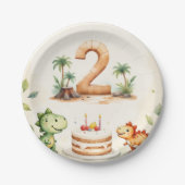 2レックス恐竜2nd誕生日紙プレート ペーパープレート (正面)