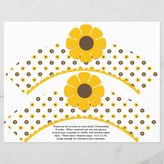 2レトロフラワー誕生日カスタムカップケーキラッパー チラシ (正面)