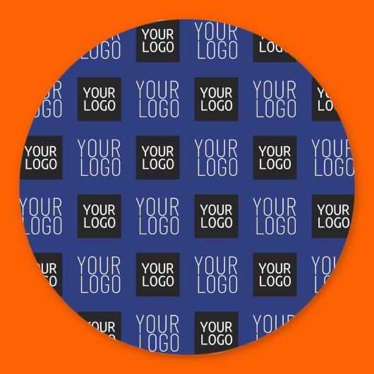 2ロゴの繰り返しシンプルロゴ |ネイビーブルー ラウンドシール