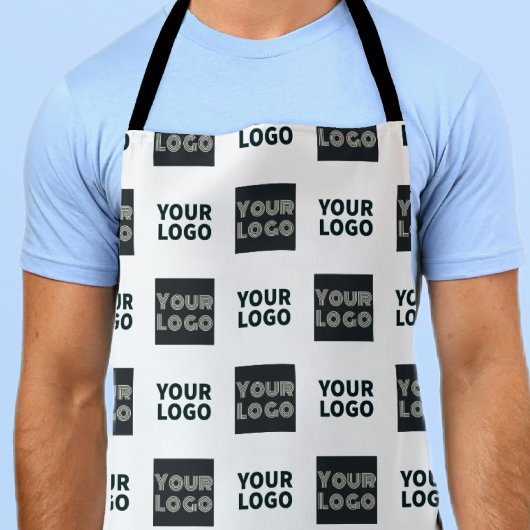 2ロゴの繰り返しシンプルロゴ |白 エプロン