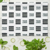 2ロゴの繰り返しシンプルロゴ |白 キッチンタオル (折り畳み)