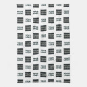 2ロゴの繰り返しシンプルロゴ |白 キッチンタオル (縦)