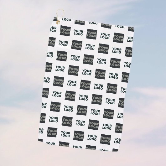 2ロゴの繰り返しシンプルロゴ |白 ゴルフタオル