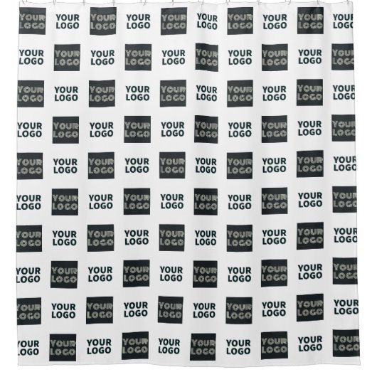 2ロゴの繰り返しシンプルロゴ |白 シャワーカーテン (正面)