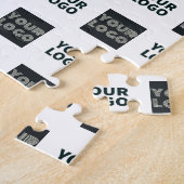 2ロゴの繰り返しシンプルロゴ |白 ジグソーパズル (側面)