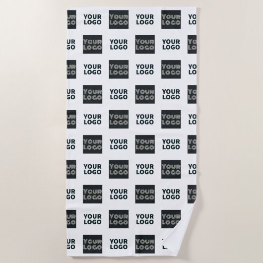 2ロゴの繰り返しシンプルロゴ |白 ビーチタオル (正面)