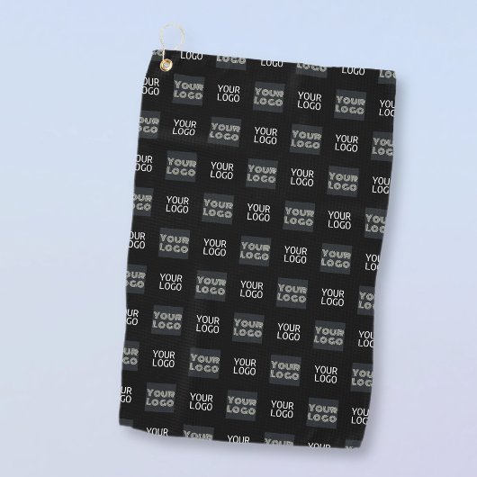 2ロゴの繰り返しシンプルロゴ |黒 ゴルフタオル