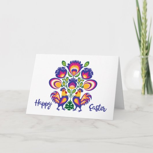 2ロスターの復活祭カスタム民俗曲げカード カード (正面)