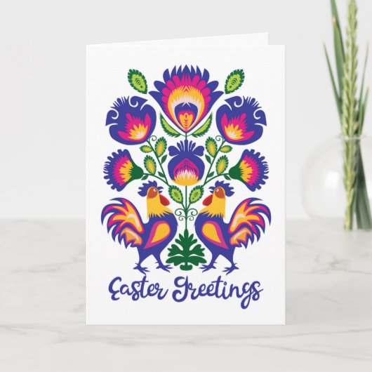 2ロスターの復活祭カスタム民俗曲げカード カード (正面)