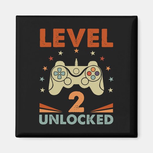 2ロック解除されたビデオゲーマー2nd誕生日2歳の男の子 マグネット (正面)