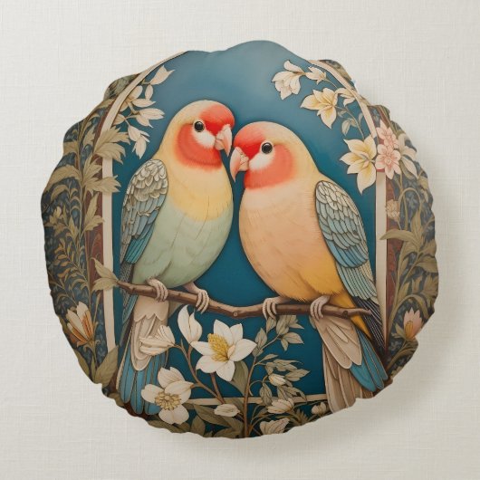 2ロバエレガントバードヴィンテージフローラ ラウンドクッション (裏面)