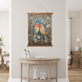 2ロバエレガントバードヴィンテージフローラ 吊り下げ型タペストリー