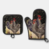 2ローターズブラック金ゴールド星 鍋つかみ&鍋敷きセット (正面)