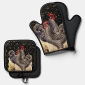 2ローターズブラック金ゴールド星 鍋つかみ&鍋敷きセット (正面/裏面)