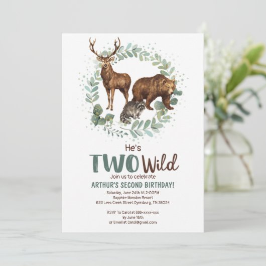 2ワイルドウッドランド誕生日招待状フォーボーイズ 案内状 (スタンド正面)