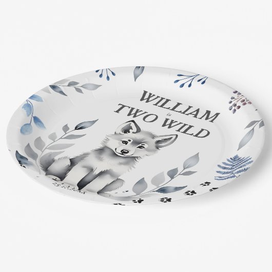 2ワイルドウルフをテーマにした誕生日パーティーの食器 ペーパープレート (アングル)