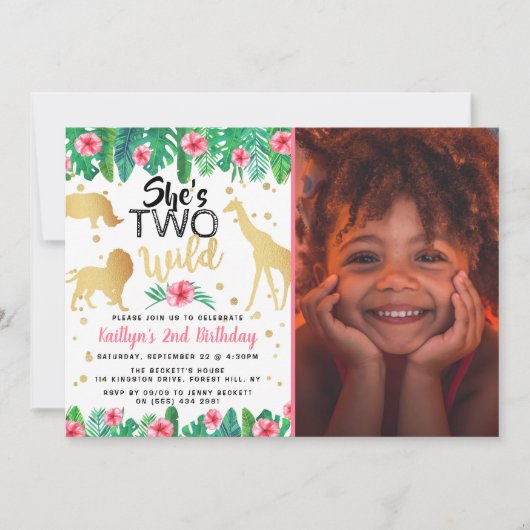 2ワイルドガールズフォトセカンド誕生日招待状 招待状 (正面)