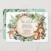 2ワイルドグリーンリーウッドランド2nd誕生日パーティー 招待状 (正面/裏面)