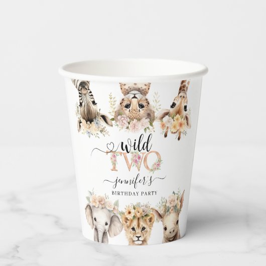 2ワイルドサファリアニマルズガール2nd誕生日紙 紙コップ (裏面)