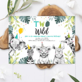2ワイルドサファリアニマルズセカンド誕生日招待状 招待状