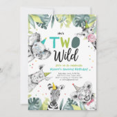 2ワイルドサファリアニマルズボーイ誕生日招待状 招待状 (正面)