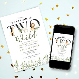 2ワイルドサファリアニマルズボーイ2nd誕生日パーティー 招待状