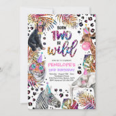 2ワイルドサファリアニマルズレインボーチエ誕生日 招待状 (正面)