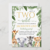 2ワイルドサファリアニマルズ誕生日招待状 招待状 (正面)