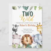 2ワイルドサファリアニマルズ誕生日招待状 招待状 (正面)