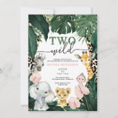 2ワイルドサファリアニマルズ誕生日招待状 招待状 (正面)