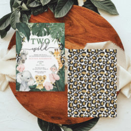 2ワイルドサファリアニマルズ誕生日招待状 招待状