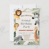 2ワイルドサファリアニマルズ誕生日 招待状 (正面)