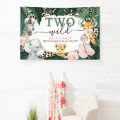 2ワイルドサファリアニマルバースデーパーティバナー 横断幕 (インサイチュ)