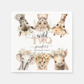 2ワイルドサファリジャングルガール2ndバースデーナプキンズ スタンダードカクテルナプキン (正面)
