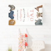 2ワイルドサファリテーマガールの2歳の誕生日 横断幕 (インサイチュ)