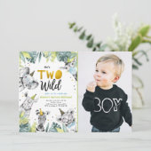 2ワイルドサファリパーティーアニマルボーイセカンド誕生日 招待状 (スタンド正面)