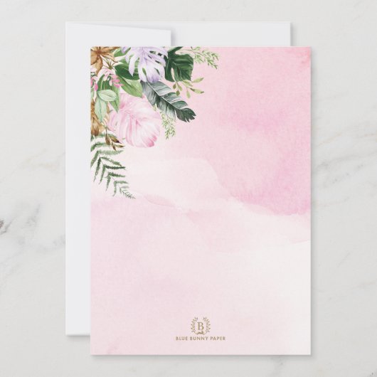 2ワイルドサファリパーティー動物ガール2nd誕生日 招待状 (裏面)