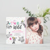 2ワイルドサファリパーティー動物第2誕生日インビ 招待状 (スタンド正面)