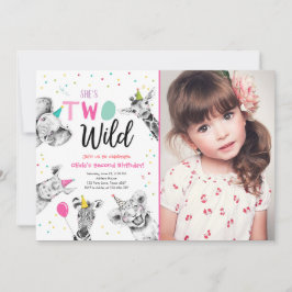 2ワイルドサファリパーティー動物第2誕生日インビ 招待状