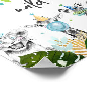 2ワイルドサファリパーティー動物誕生日標識 ポスター (角)