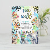 2ワイルドサファリブルーボーイレオパードバースデーパーティー 招待状 (スタンド正面)