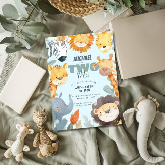 2ワイルドサファリボーイズ2ndセカンドブルー誕生日 招待状