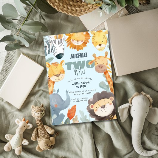 2ワイルドサファリボーイズ2ndセカンドブルー誕生日 招待状