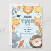 2ワイルドサファリボーイズ2ndセカンドブルー誕生日 招待状 (正面)