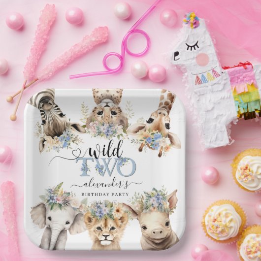 2ワイルドサファリボーイ2nd誕生日紙プレート ペーパープレート (パーティー)