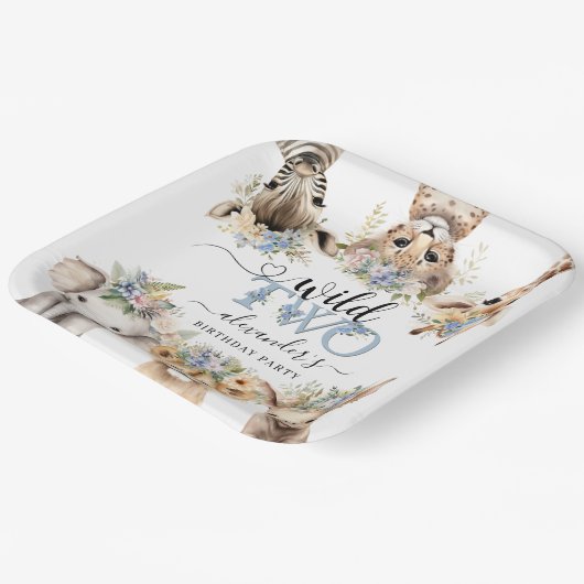 2ワイルドサファリボーイ2nd誕生日紙プレート ペーパープレート (傾斜あり)