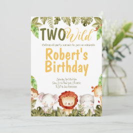 2ワイルドサファリ動物2nd誕生日招待状 招待状