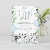 2ワイルドサファリ誕生日招待状for a Boy 招待状 (スタンド正面)