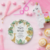 2ワイルドサファリ2nd誕生日パーティーグリーン金ゴールド ペーパープレート (パーティー)