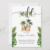 2ワイルドセカンドサファリ動物の誕生日パーティー 招待状 (正面)